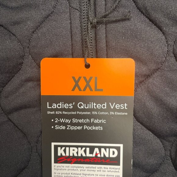 NEW Kirkland Signature Women's XXL Quilted Vest Black 2-Way Stretch Full Zip - Picture 10 of 11